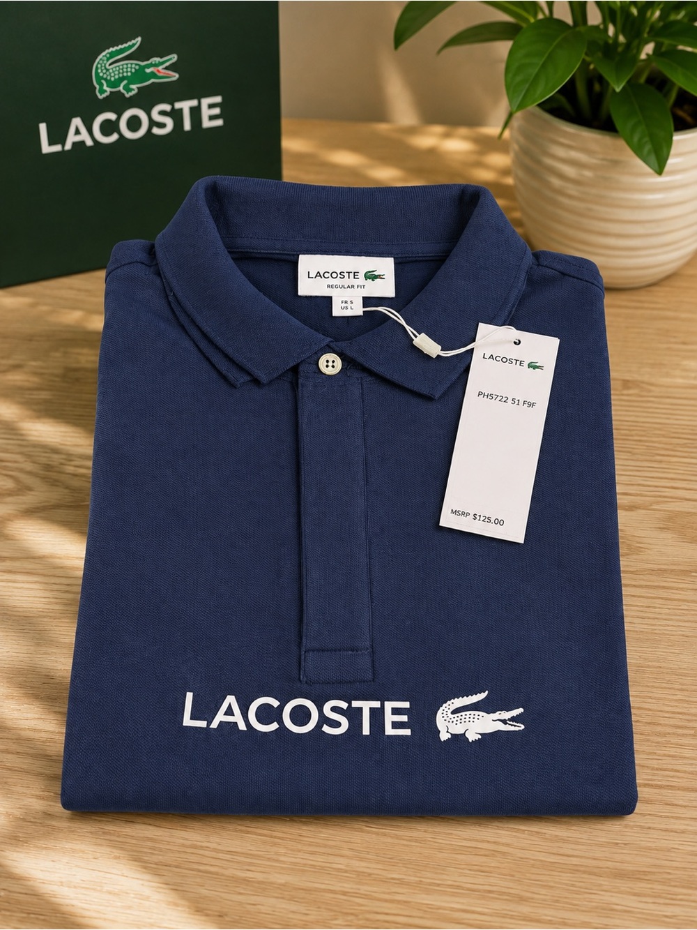 Lacoste Men's Navy Blue Logo Pique Polo